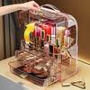 Clear Cosmetics Storage Box with Lid and Handle Skincare Display Cases Dressing Table