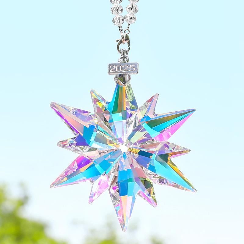 Creative Snowflake Hanging Ornament for Car Interior - Crystal Sunlight Catcher Decoration