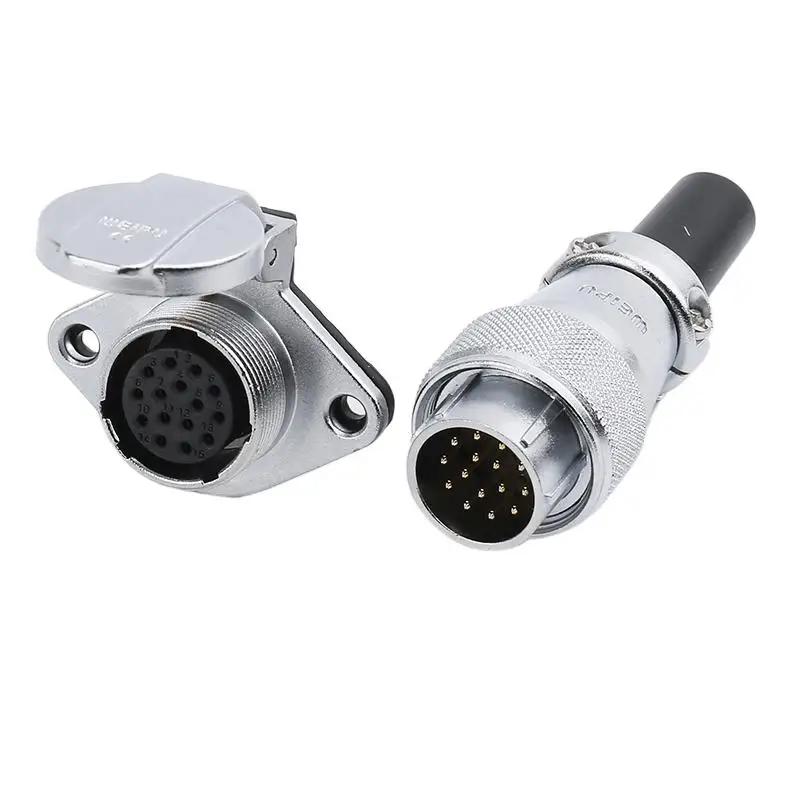 WEIPU WS20 TQ+ZG Multi Core 2 3 4 5 6 7 8 9 12 15Pin M20 Waterproof Connector Electrical Soldering Male Plug Female Socket