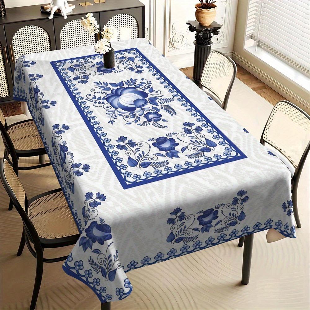 Nappe Rectangle Fleurs Croquis Monochrome pour Décor de Table Imprimé Floral Rétro Tissu pour Table de Cuisine Salle à Manger Décor de Mariage 140x300cm
