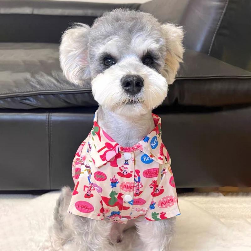 Pet Cat and Dog Clothes, Summer Thin Pink Bear Shirt, Small and Large Dog Anti-hair Loss Air-conditioning Clothes