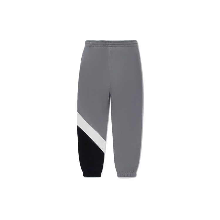 Li Ning Sports Lifestyle Series Fleece Warm Logo Print Color Block Loose Fit Sweatpants Men Bottoms Gray AKLRC05-7