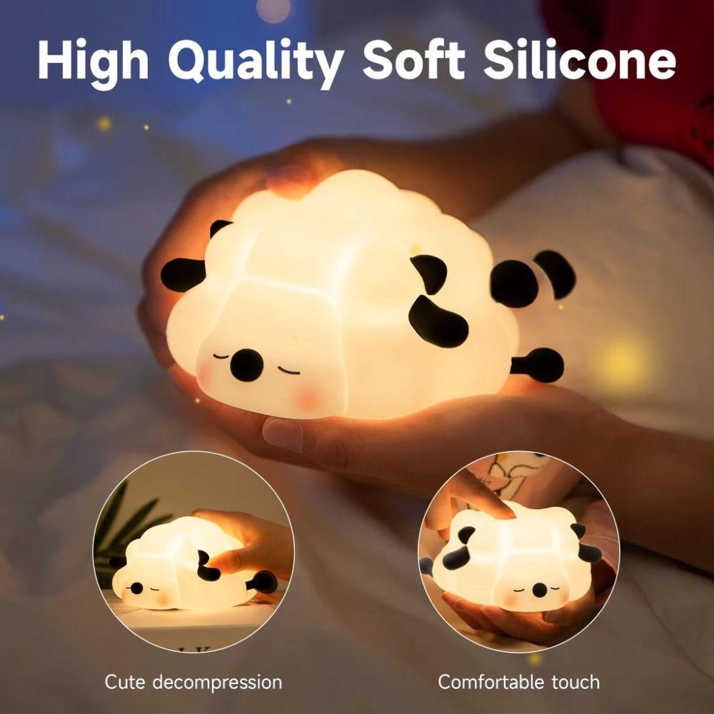 Touch Sensor Silicone Lamb Night Light Three Level Dimmable LED Sheep Night Lamp Ambient Lighting Timer Function