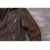 Chinese Size Heavy Motorcycle Jacket Natural Cowhide Leather Top Layer Brown Causal Vintage Retro Moto Suit Leather Coat Winter