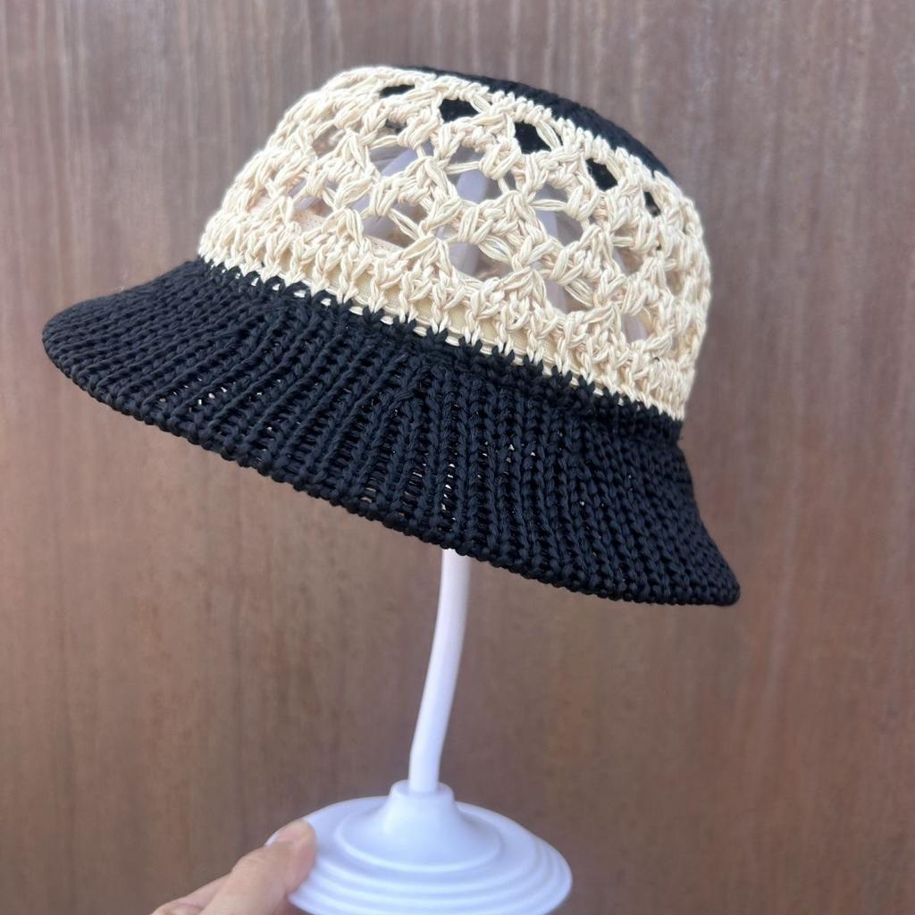 Sommer Strohhut Bucket Hohl Atmungsaktiv Fischerhut Sonnenschutz Modischer Gewebter Sonnenhut Modischer Fischerhut