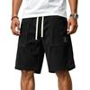Men's Casual Corduroy Drawstring Shorts with Front Patch Pockets and Elastic Waistband Suitable for Everyday Wear and Outdoor Activities