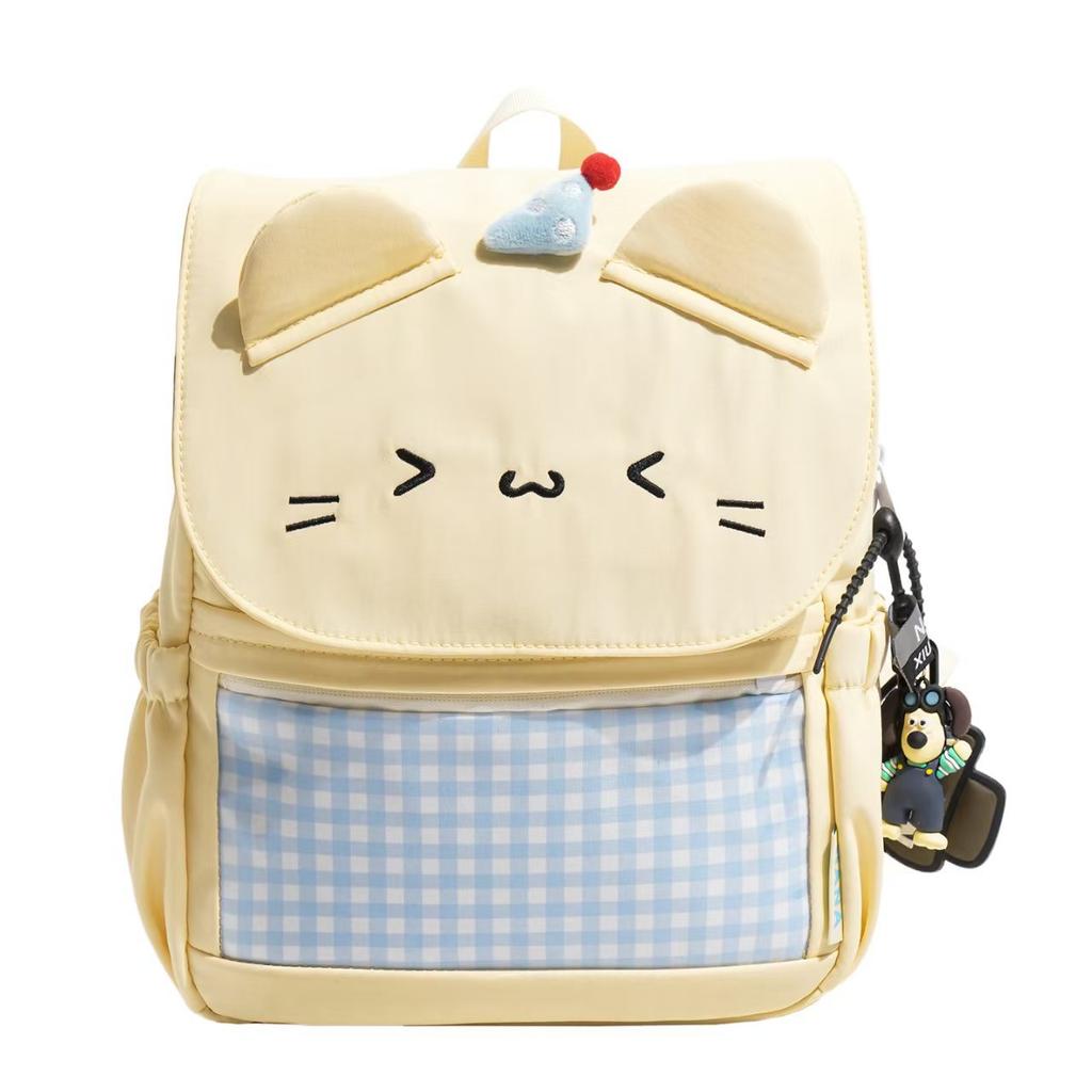 Schoolbag1011 New Korean Version of Fashion Versatile Soft Cute Girl Backpack Cute Cartoon Cat Travel Student Schoolbag