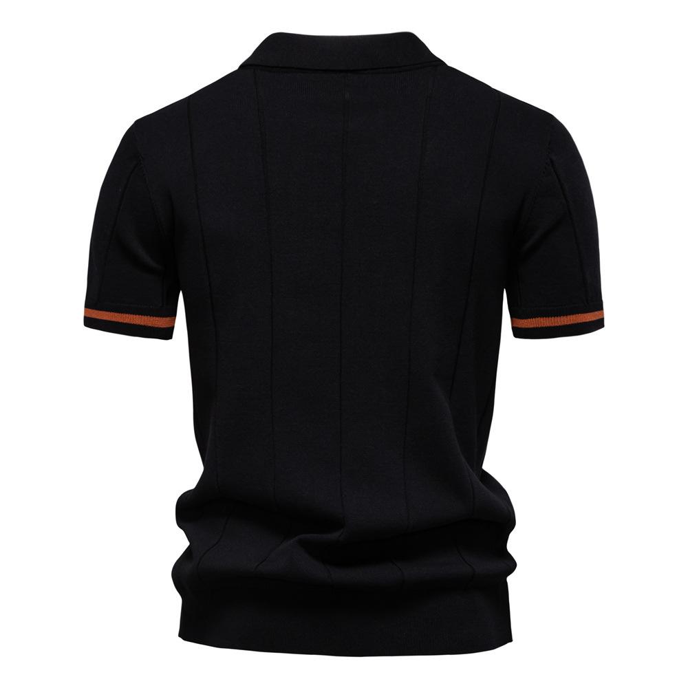 Polo Ralph Lauren Jaro/Léto Pony Vyšívané Nové Pánské Business Casual Vlněné Polokošile, Pletená Polokošile s Límcem na Knoflíčky, Krátký Rukáv