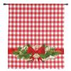 Christmas Red Plaid Bow Yarn Curtain Window Tulle Drapes For Living Room Cooking Area Sheer Window Treatments Voile Drapes