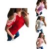 Trendy Women Short Sleeve Off Shoulder Lace Splice Blouse With Comfortable Fit