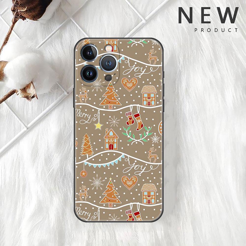 

Чехол-накладка с рождественским рисунком для Apple iPhone 14 11 13 12 Pro 7 XR X XS Max 8 Plus 6 6S 14Pro, черный, мягкий чехол для телефона iPhone 13 Mini