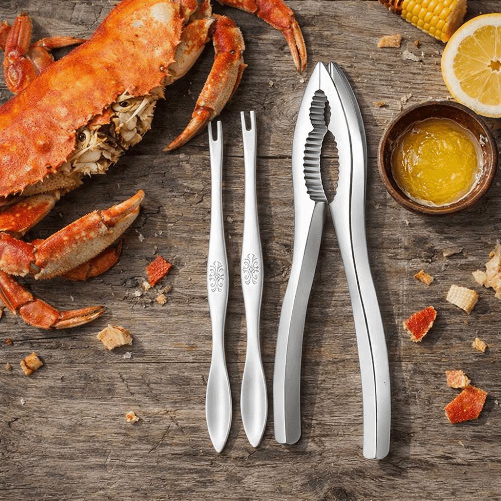 3Pcs/Set Stainless Steel Lobster Crackers and Picks Set Multi-functional Crab Tong  Home