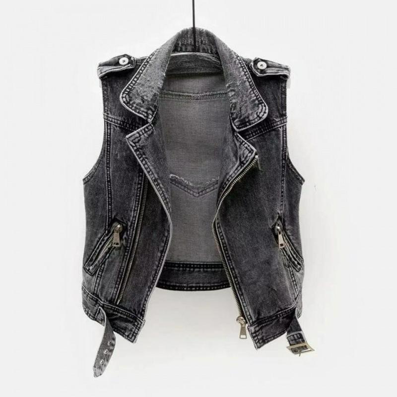 Джинсовый жилет женский осенний приталенный универсальный жилет-блузка женский короткий верхняя одежда женский жилет XXXXXL