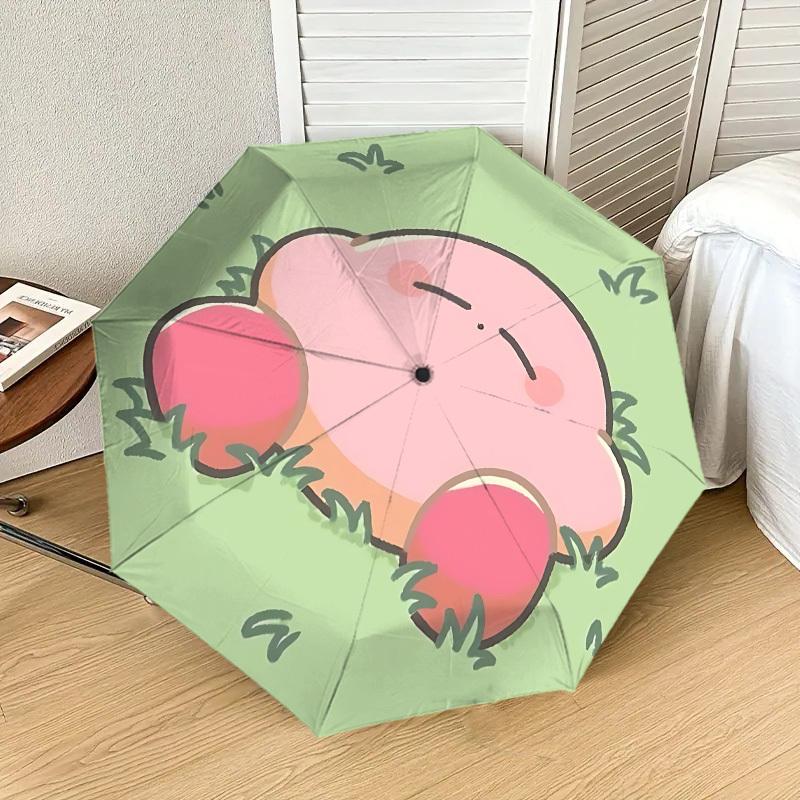 Entzückender Kirby Wolken-Regenschirm: Perfekt für Outdoor-Abenteuer, Automatisches Öffnen & Schließen, Leicht und Langlebig, Ideales Reiseaccessoire 062