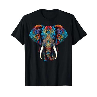 Geometry Elephant Unisexdala Art T Shirt Vintage Homme Unisex Breathable Comfortable Soft Graphic Top For Everyday Wear