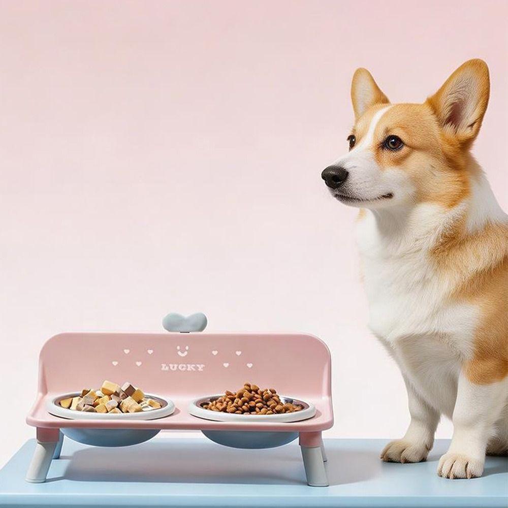 Stainless Steel Pet High-foot Bowl Anti-slip Cat Feeder Bowl Cute Dog Water Bowl for Puppy and Cat