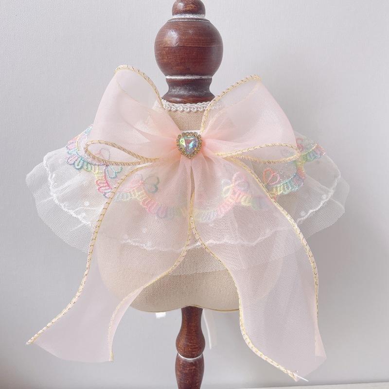 Fairy Lace Embroidered Pet Scarf Decor Neck Ring Saliva Towel For Cat Dog