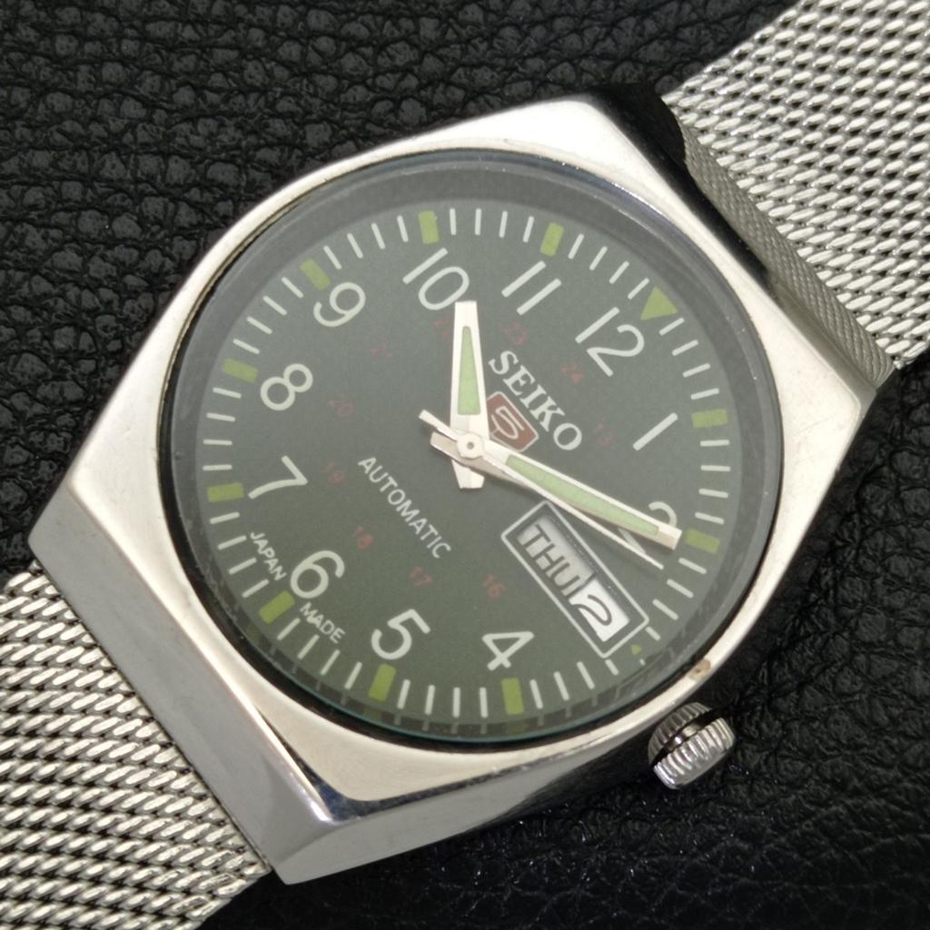 AUTOMATIC 6309A VINTAGE SEIKO 5 JAPAN MENS GREEN COLOR DIAL WATCH A701642-5 R206c-a701642