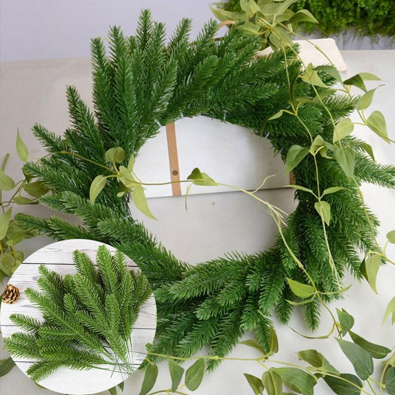 5/10Pcs Christmas Decoration Artificial Pine Branches Holly Branches for Home Decor Christmas Tree Pendant Wreath Gifts Ornament