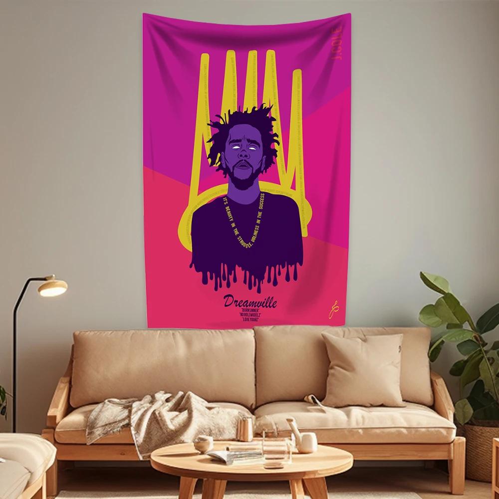 J Rapper Tapestry Coles Pop Music Flag Home Decoration Aesthetics Bedroom Dorm Party Backdrop Concert Decor Fans Gifts
