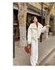 Short Lamb Wool Lapel PU Jacket