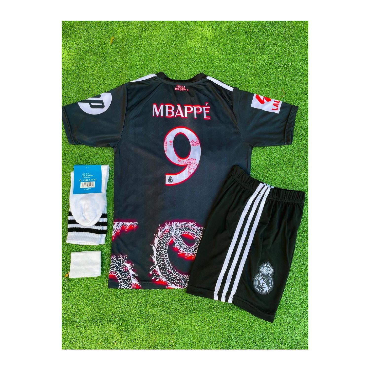 

Комплект из 4 детских майок Kylian Mbappe сезона 2024/25 с рисунком дракона (черный Красный) Bebe чёрный