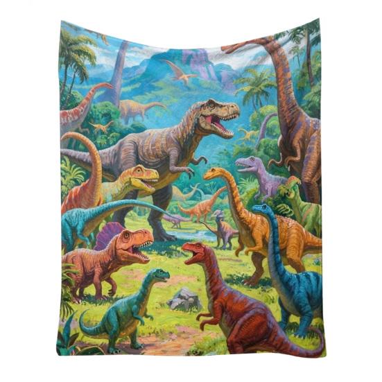 Dinosaur Blanket for Kids, Soft Flannel Throw Blanket with Precision Seams, Double-Sided Warm Nap Blanket, Role-Play Cape Machine Washable Kids