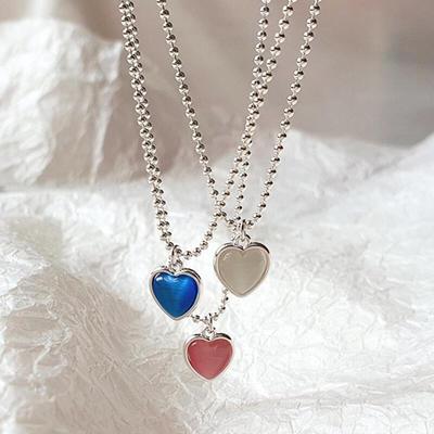 Rosier White Necklace Women's Heart Shape Pink