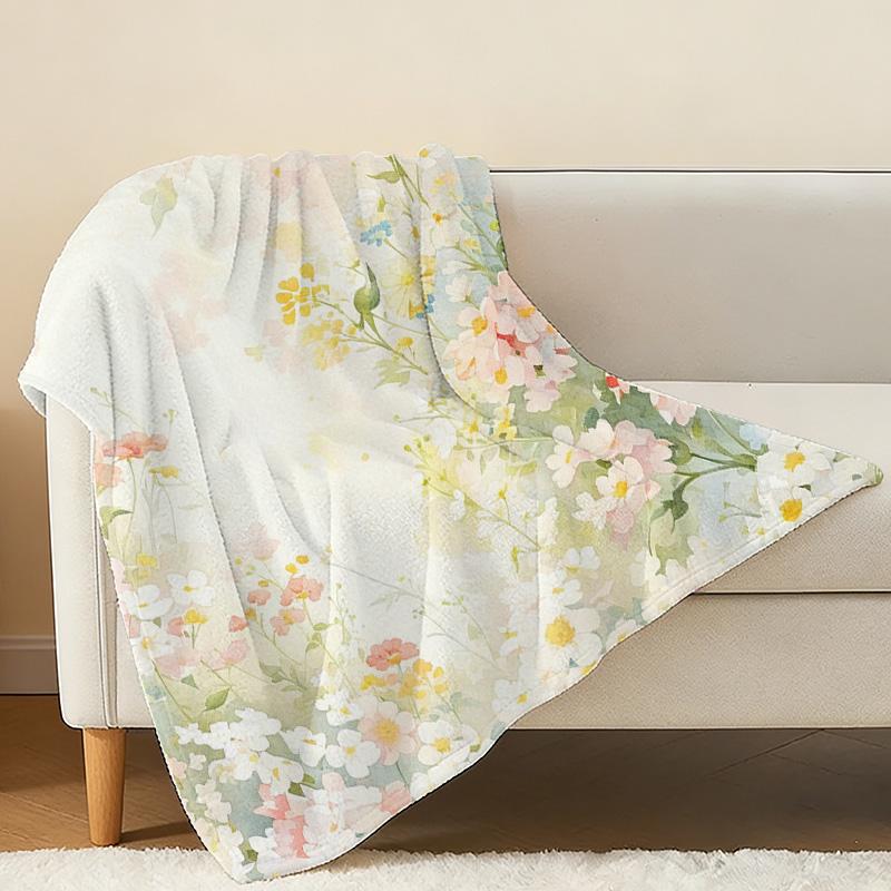 Floral Flannel Fleece Throw Blanket – Soft Cozy, Machine Washable, Perfect for Home, Office Naps, Halloween & Christmas