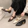 Mary Jane Pointed Small Leather Shoes Women's Soft-soled Single Shoes Spring Loafers Shoes Retro Brown New 2025 French