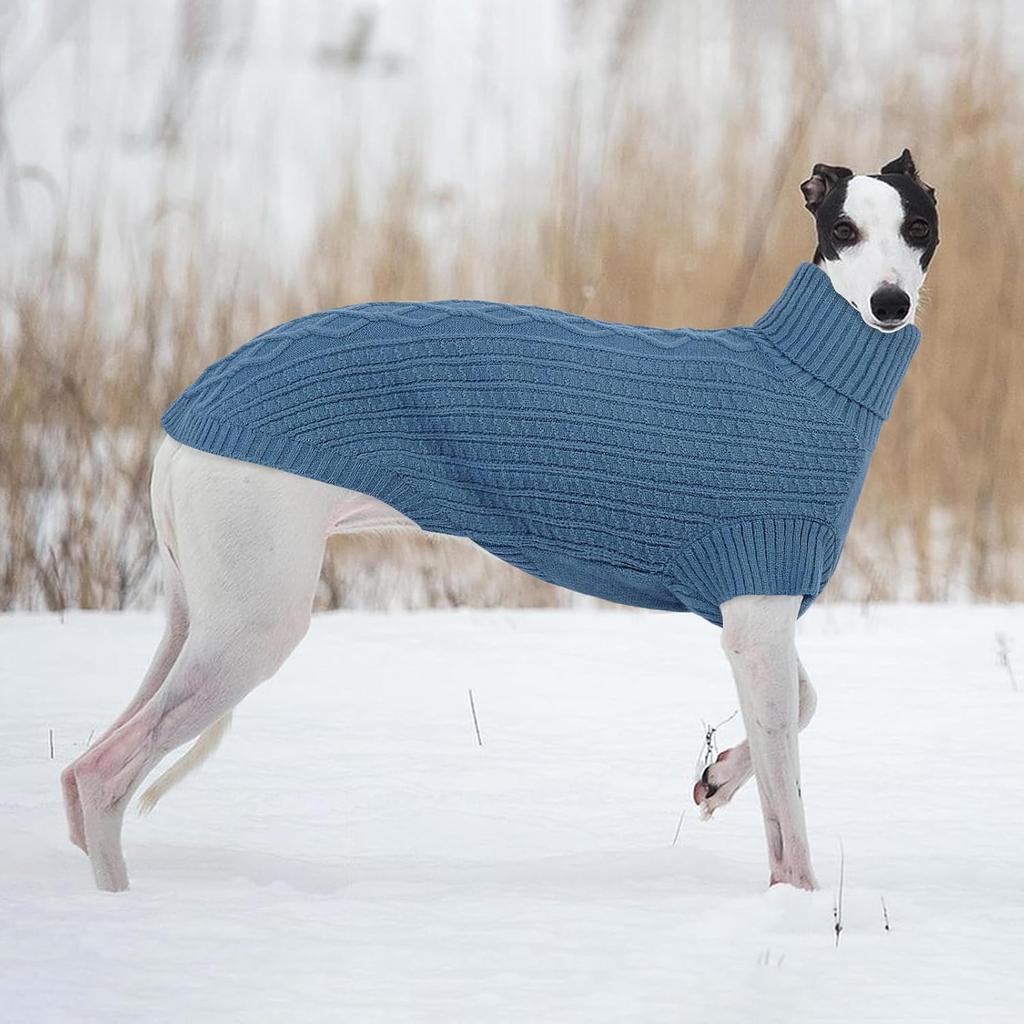XL Dog Fleece Sweater for Extra Large Dogs Male Female, Pet Warm Fall Winter Knitwear Dog Sweaters, Pets Turtleneck Sweatshirt Greyhound, Blue XL