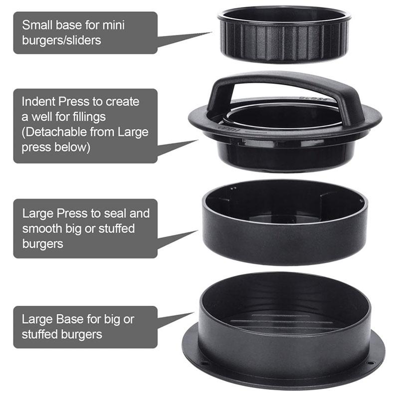Burgerpresse Patty-Former Ringe Formen Set Antihaft-Hamburgerform mit 100 Stück Wachs-Patty-Papierbögen für Grillplatte Barbecue