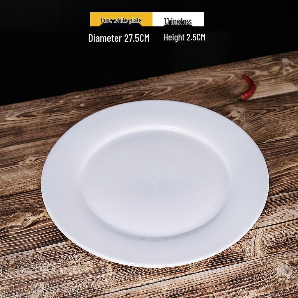 Steak Ceramic White Round Western Bone Plate - Shallow, Flat Tableware Dish for Household Use
