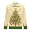Men's Christmas Cotton Pullover Long Sleeve Outdoor Shirt Vintage Corduroy Button Stand Collar Shirt Casual Sweatshirt Christmas Print Top