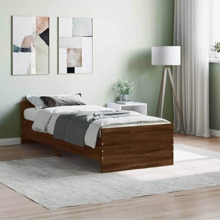 VidaXL Bed Frames Brown Oak 75x190cm Small Single Engineered Wood 835952