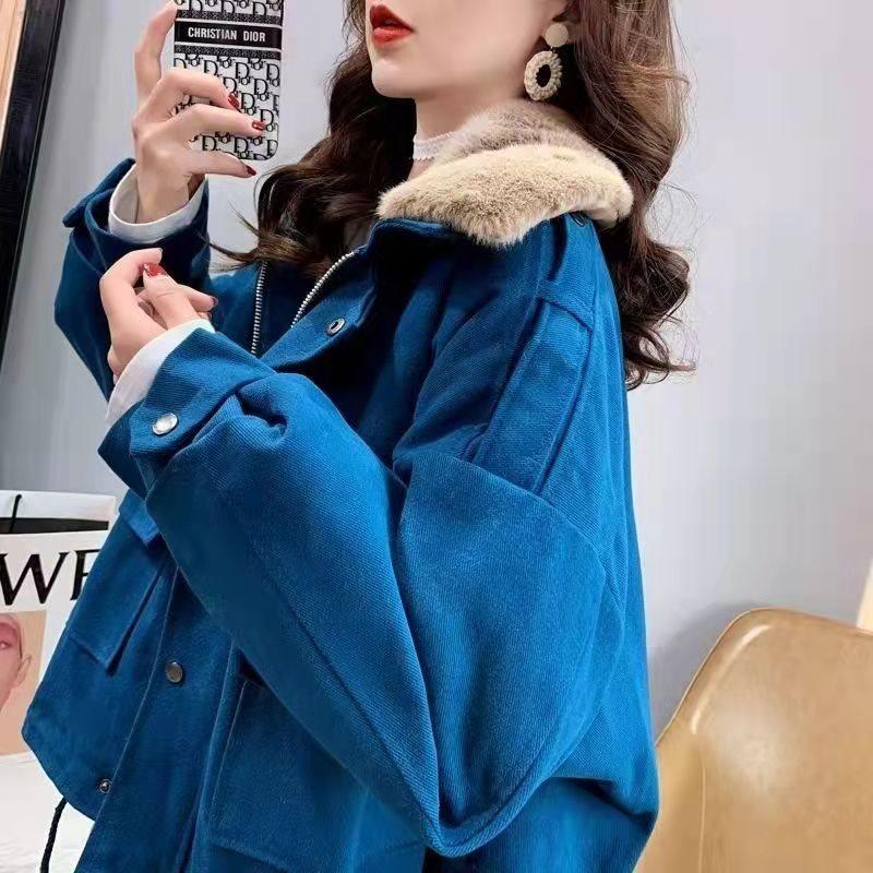 Petite Women's 2025 Winter Parka: Fleece-lined, Thickened Cotton Jacket with Fur Collar