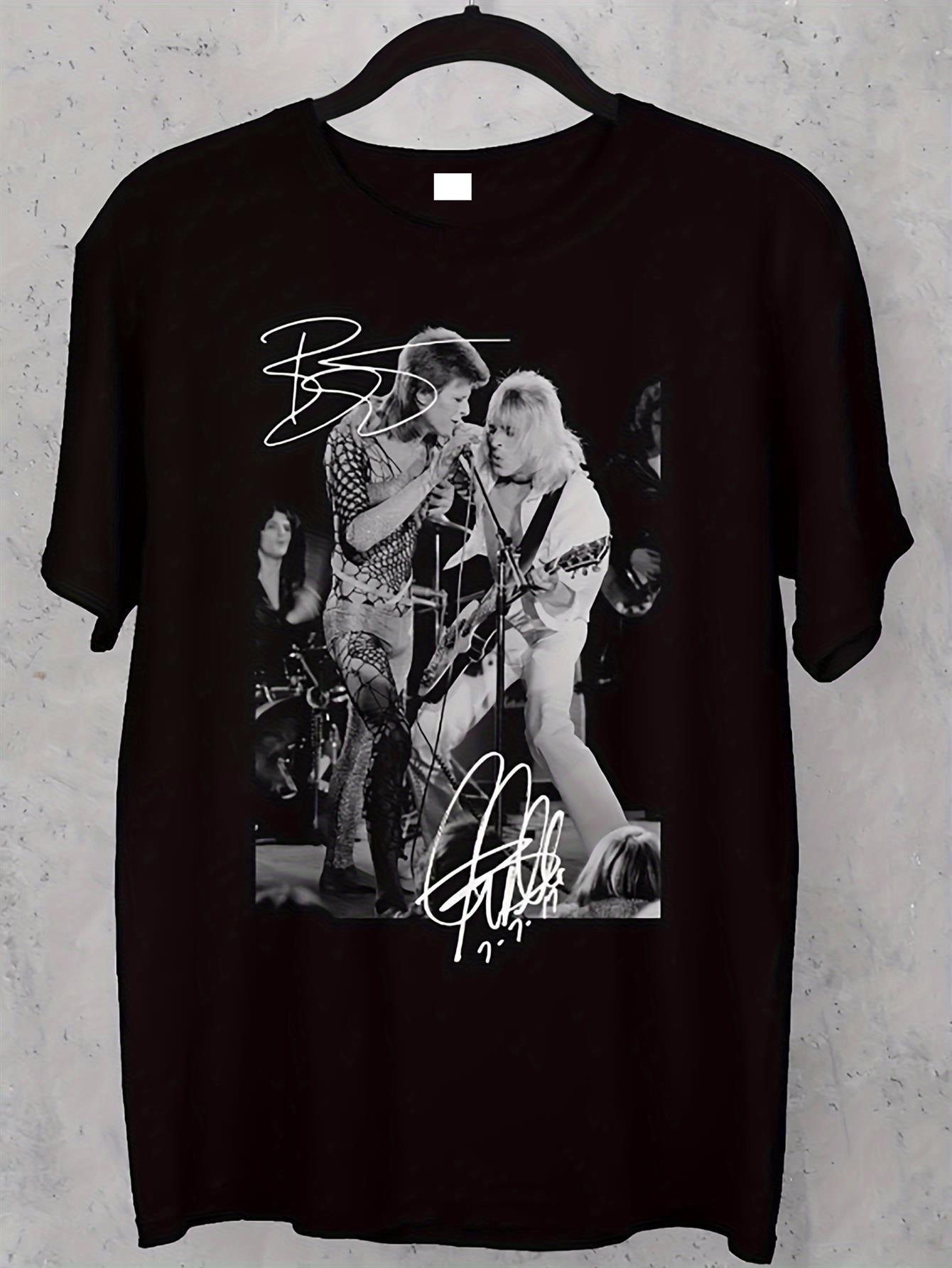 

Mick Ronson and Bowie Signature T-shirt - The Perfect Gift for Music Fans, Iconic Music Design Concert Costume, Retro Style -... 5XL різнокольоровий