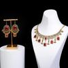 Retro Indian-Style Rhinestone Necklace & Earring Set with Tassel Clavicle Chain