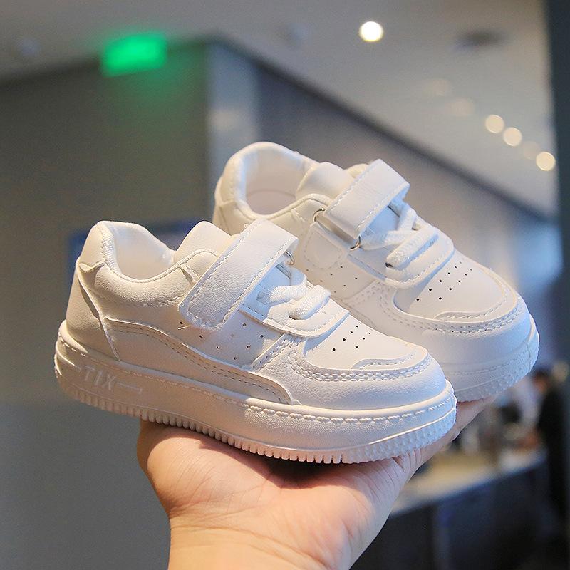 Kids White Sneakers Spring Autumn Boys Girls PU Leather Soft Sole Casual Sports Shoes Baby Toddler Flat Trainers