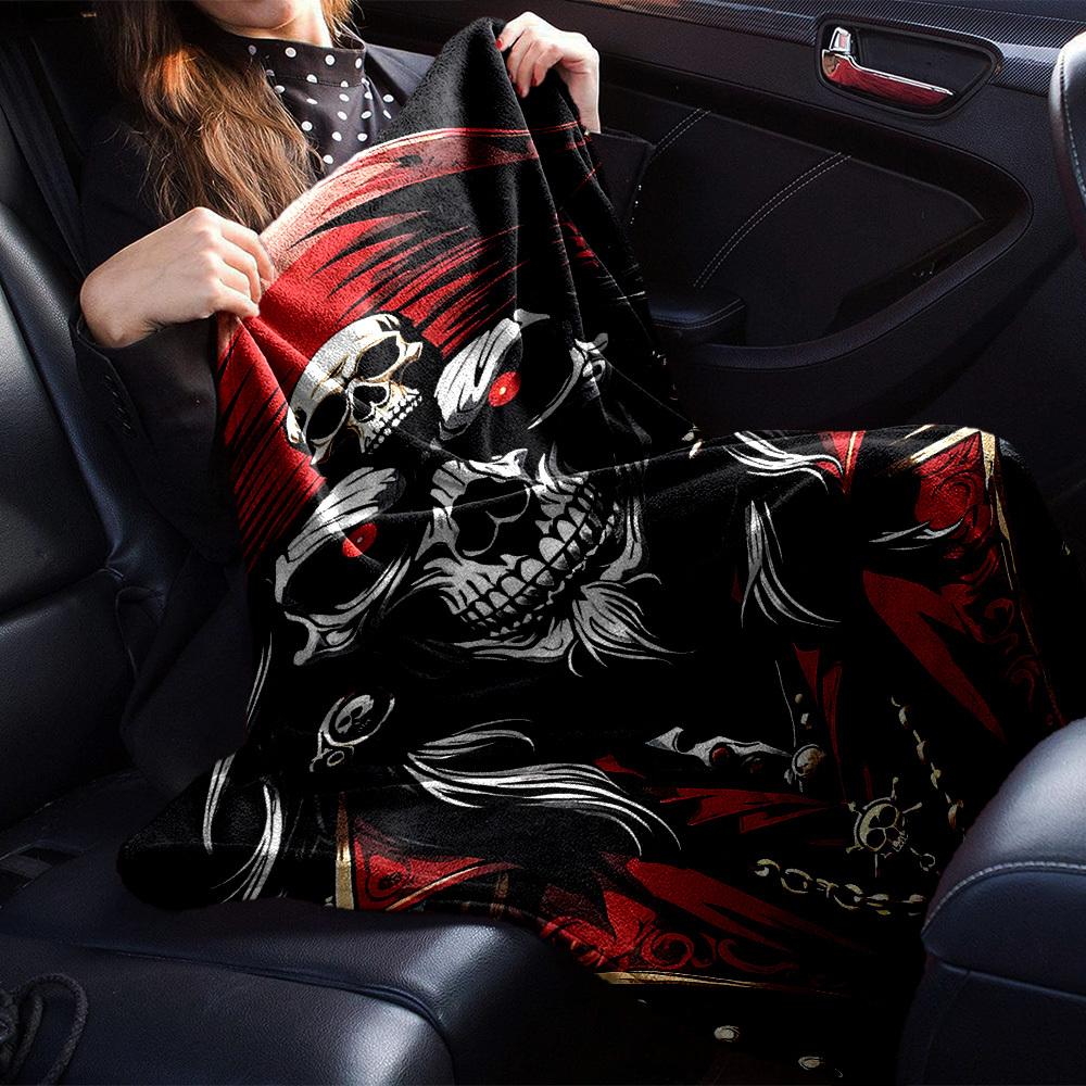 1pc Skull Pirate Throw Blanket Soft Flannel, Cozy All Season Polyester Perfect for Home, Office