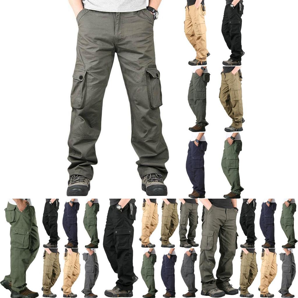 Comfortable Men's Cargo Pocket Work Pants For Casual Hiking And Outdoor Activities