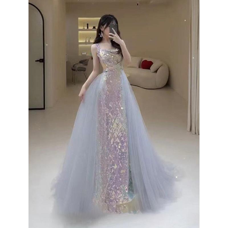 Mermaid sequined evening dress 1011 new temperament socialite party dinner annual performance host dress long dress
