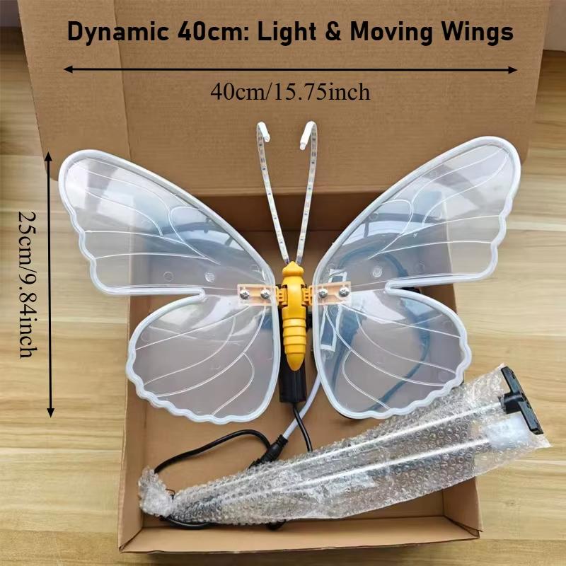 Moving LED Butterfly Lights Outdoor Wedding Party Christmas Decorations Dynamic and Static Mode Garden Yard Decor