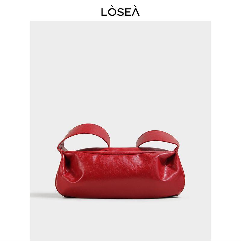 

Losea Half Moon Red Retro Shoulder Crossbody Bag Red