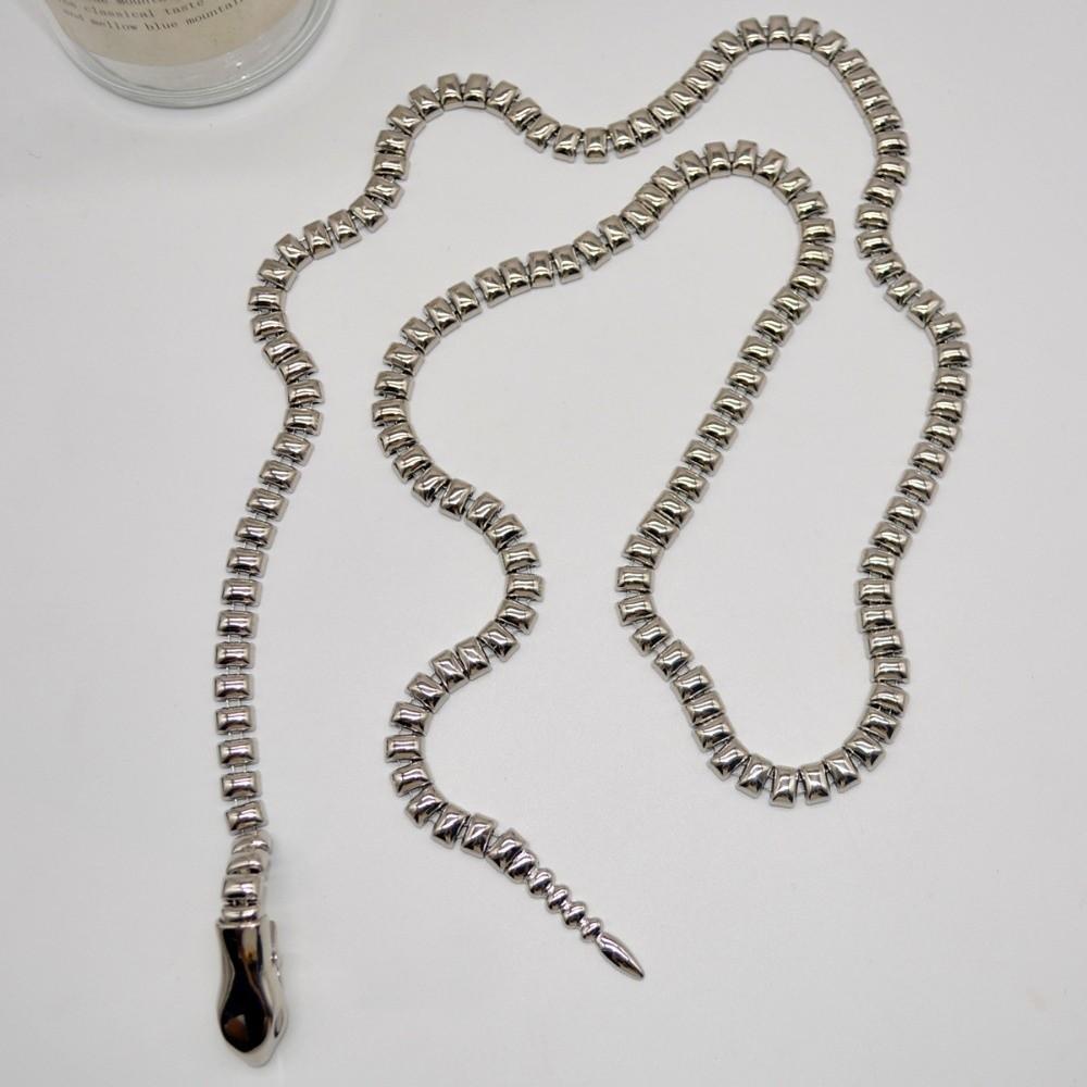 Fashion Snake-shaped Buckle Belt Snake Bone Metal Waist Chain Solid Color Skirt Chain Belt Women