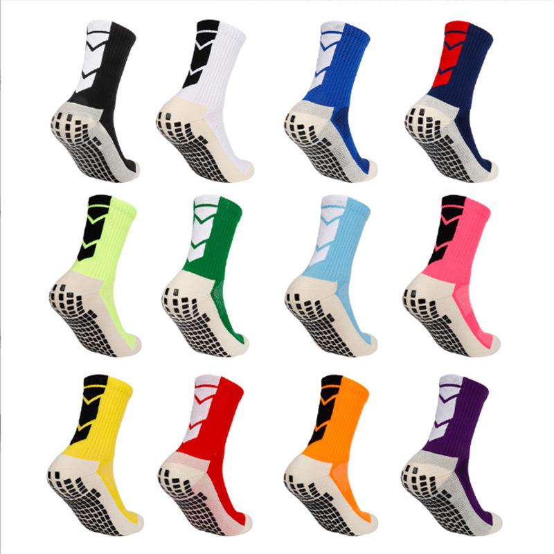 Men's Anti-Slip Mid-Calf Breathable Sports Socks with Towel Bottom for Football, Running, and Basketball.