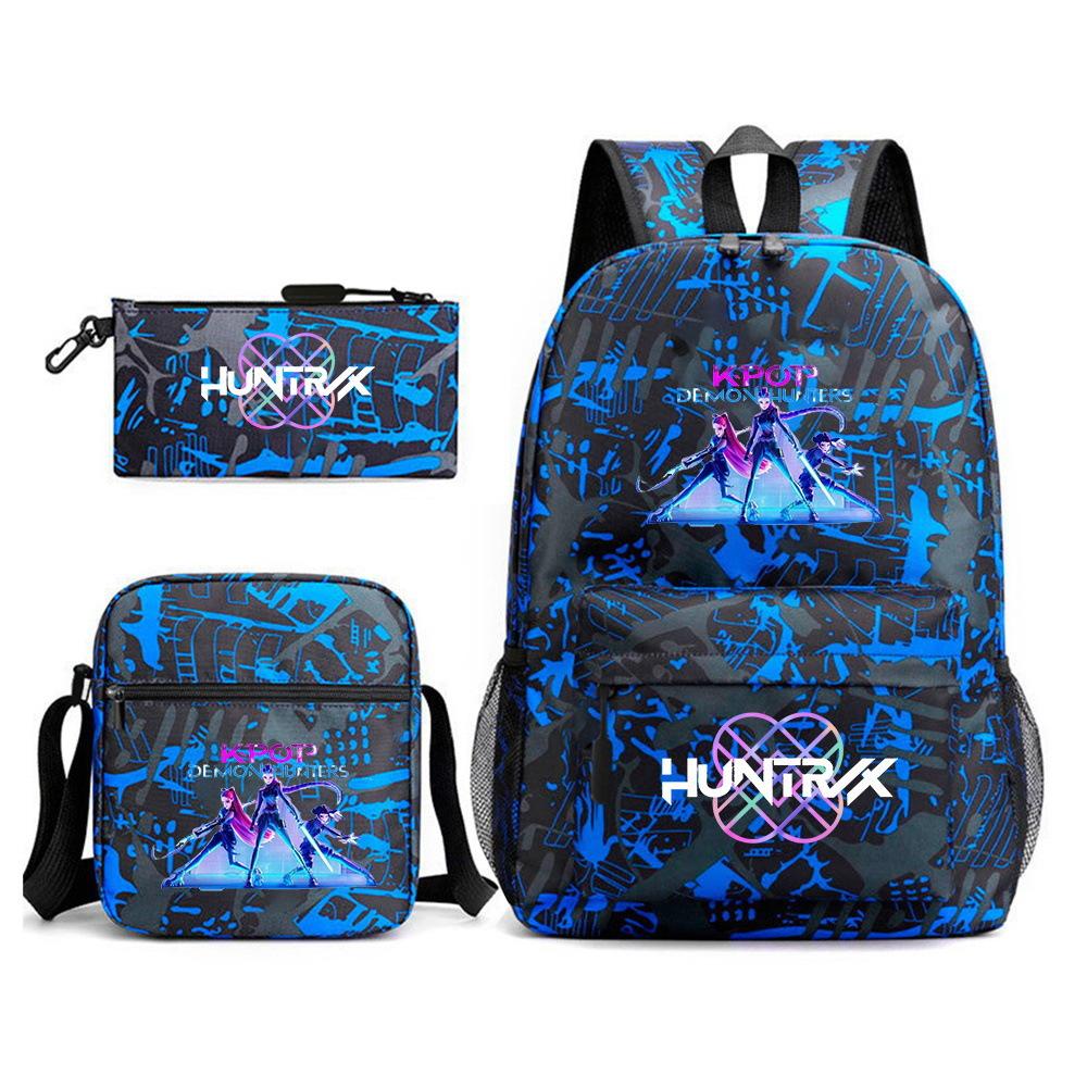 Demon Hunter Girl Group Backpack Kpop Backpack Digital Color Printing Boys And Girls School Bag Shoulder Bag Three-Piece Set