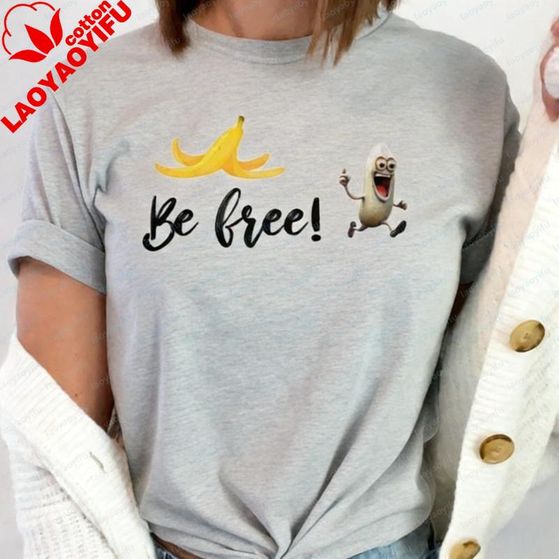 Be Free Banana TShirt  Funny Fruit Tee Oversized T Shirt Graphic T Shirts Shirts for Women Harajuku Y2k Top Vintage Kawaii Tee