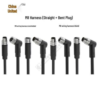 M8 Waterproof & Moisture-Proof Aviation Plug Connector, Male/Female Straight, with 3/4/6/8 Core Cable, Sensor Specific.