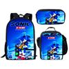 Sonic School Backpack Set For Kids With Breathable Waterproof Oxford Fabric And Cartoon Print For School Use